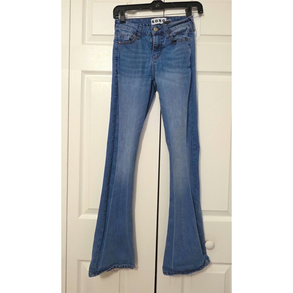 S.O.N.G. Women’s Slim Fit Flared Blue Medium Wash Stretch Denim Jeans Size 0
